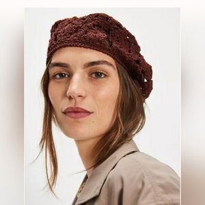 FREE PEOPLR BROWN CROCHET BERET SOLD OUT ONLINE